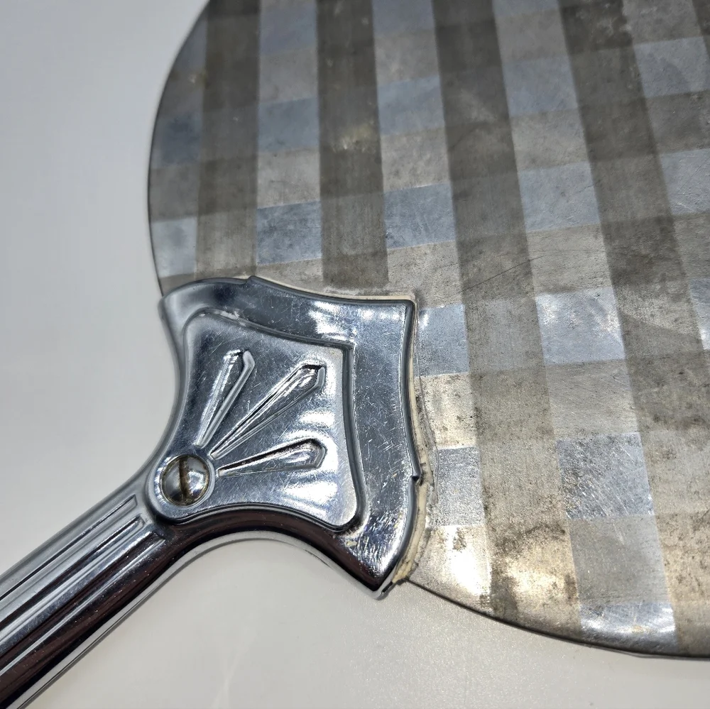 Vintage Hand Mirror Art Deco Style Vanity Mirror Chrome Finish Round‎